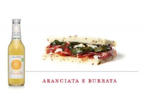 combination of Levico Aranciata with a burrata panino