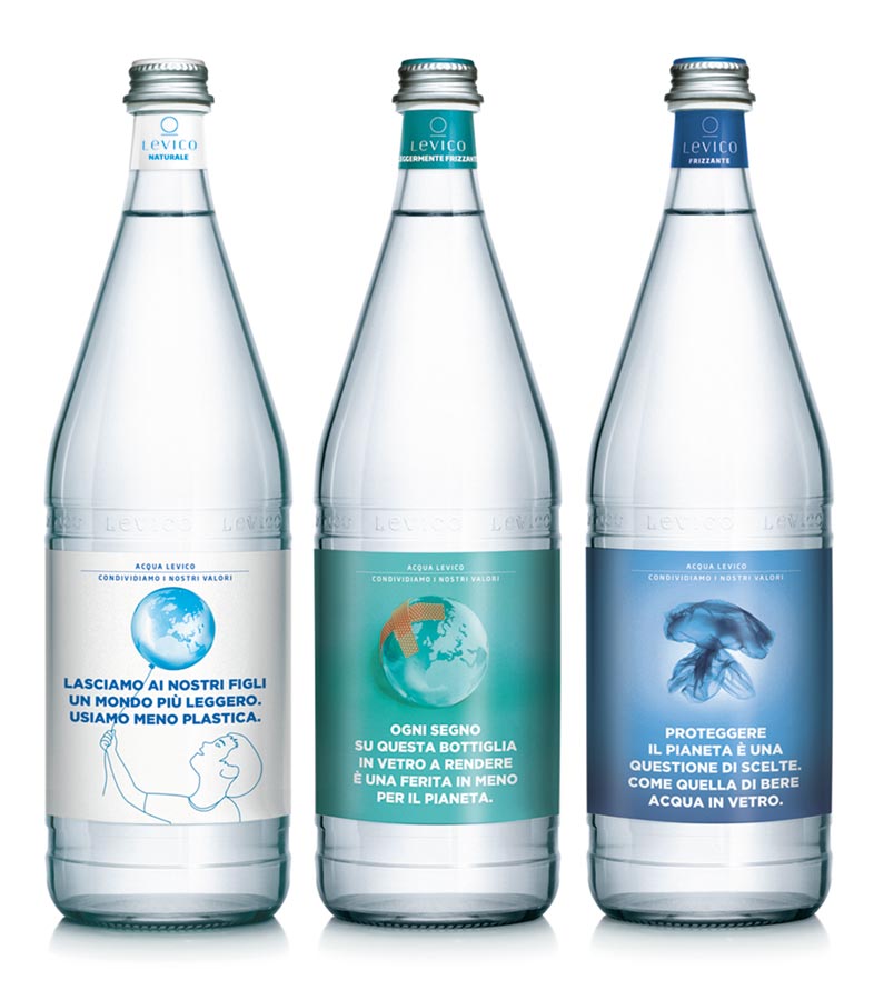 Levico acque bottiglie etichette manifesto