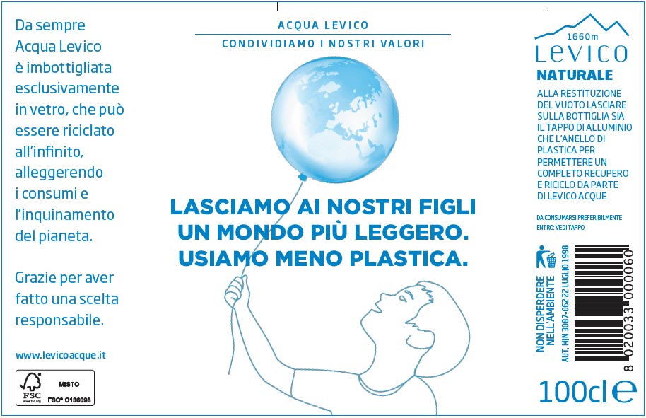Levico wasser engagierten Etiketten Still