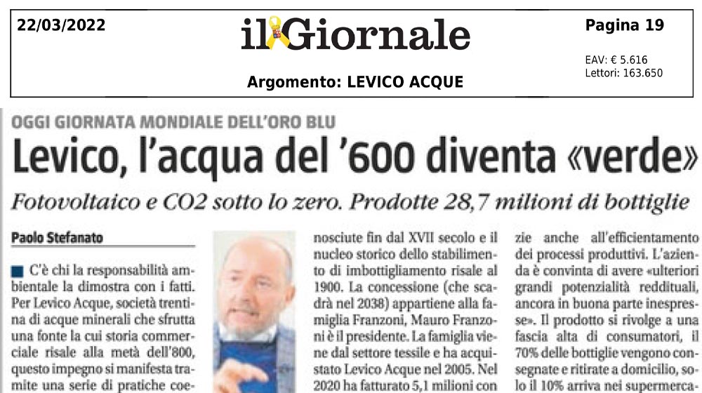 ilgiornale-anteprima Levico Acque - media - il Giornale